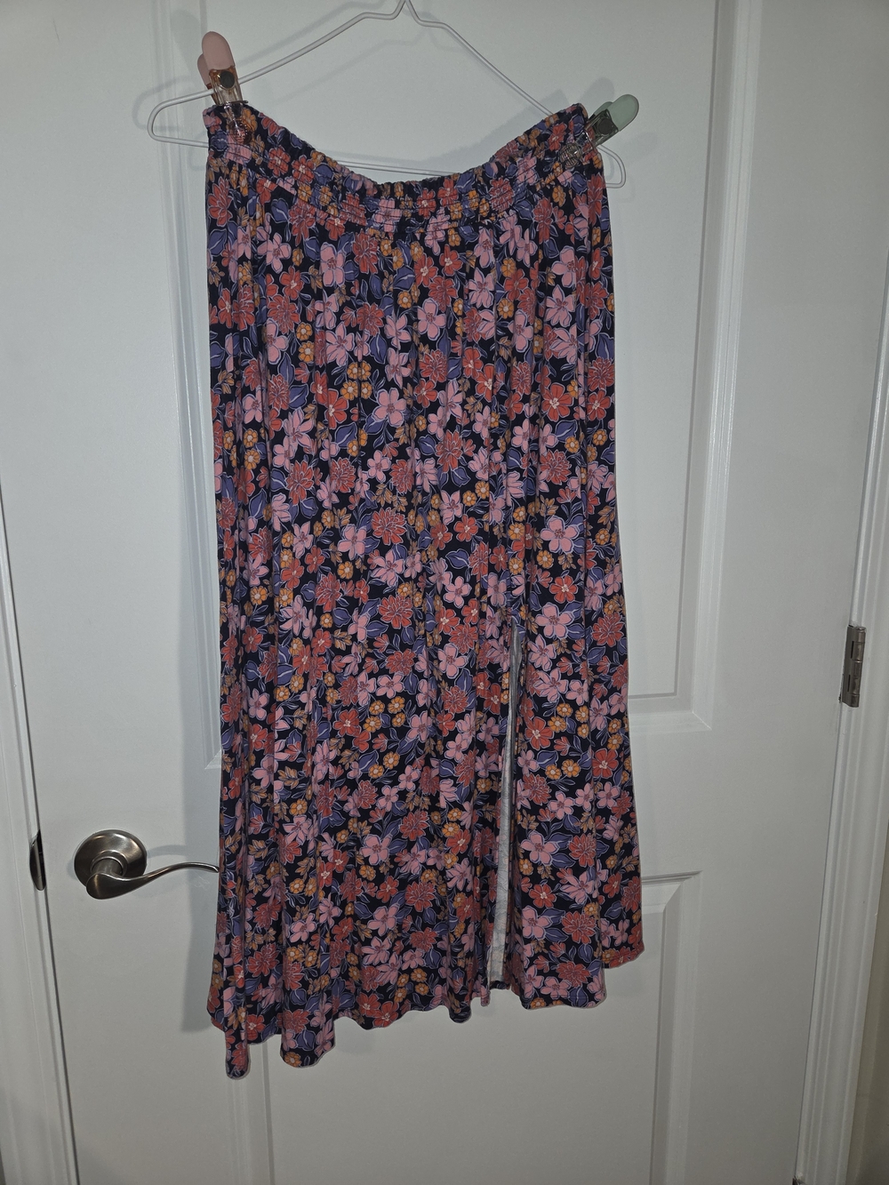 Floral Navy and Pink Maxi Skirt